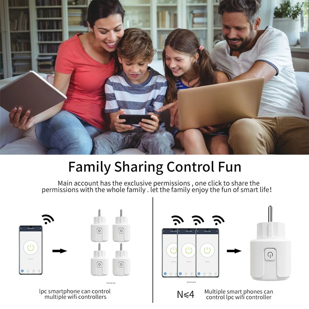 16A Smart Home Sockets Power Strip Smart EU Plug Smart Wifi Smart Plug Works with Tuya Smart Life Alexa Google Home Yandex Alice