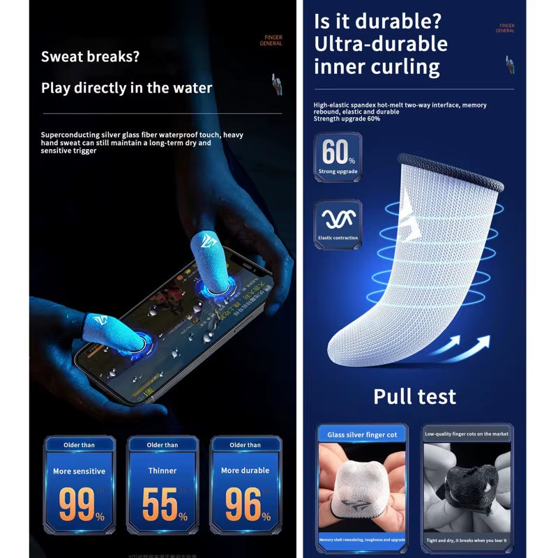 1 Pair Gamer Finger Sleeves Sweatproof Gamer Finger Covers Touch Screen Fingertips Sleeve for Mobile Game