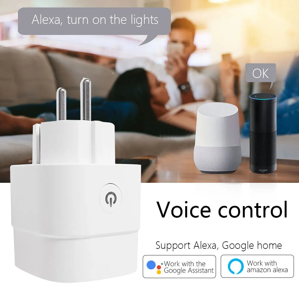 16A Smart Home Sockets Power Strip Smart EU Plug Smart Wifi Smart Plug Works with Tuya Smart Life Alexa Google Home Yandex Alice