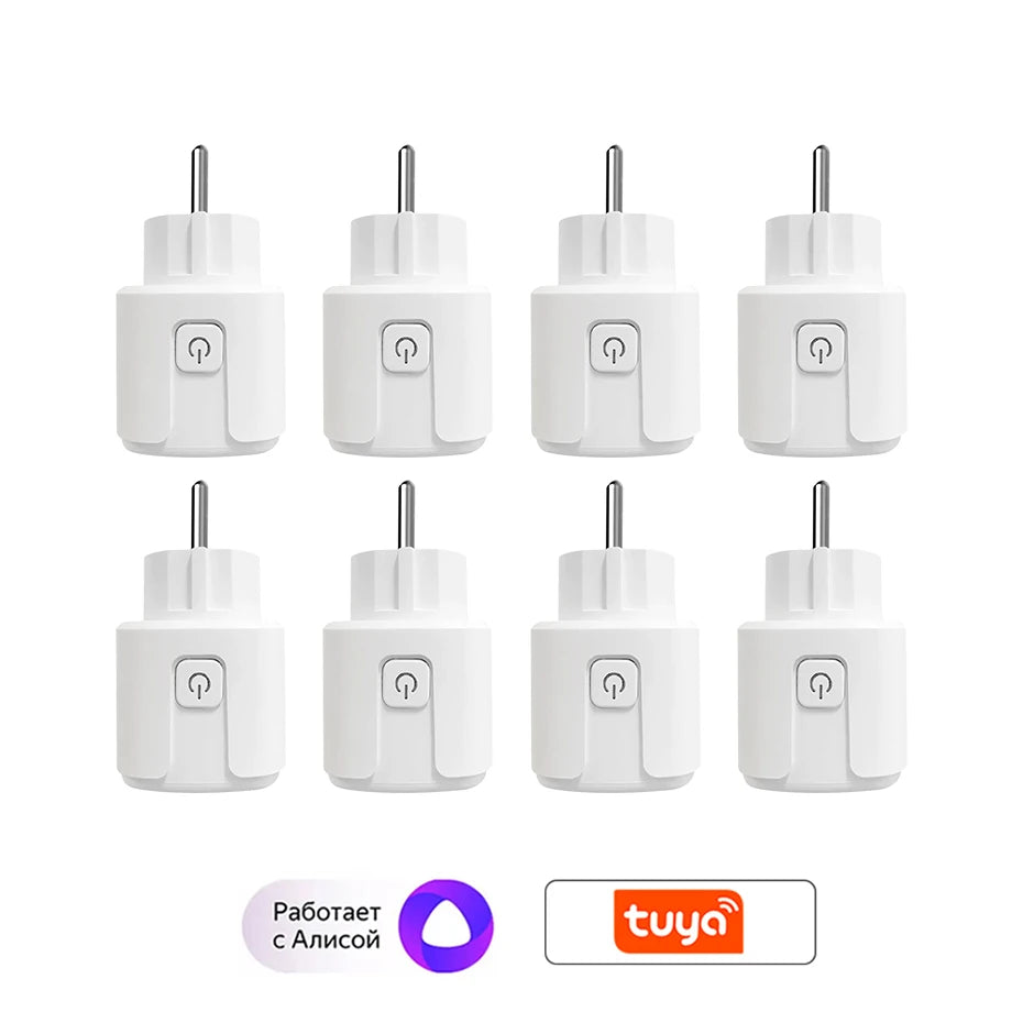 16A Smart Home Sockets Power Strip Smart EU Plug Smart Wifi Smart Plug Works with Tuya Smart Life Alexa Google Home Yandex Alice