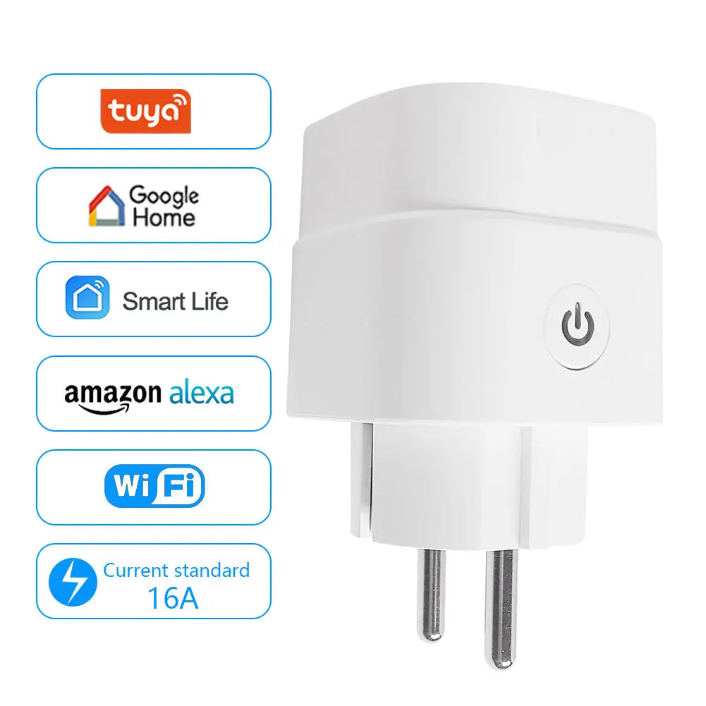 16A Smart Home Sockets Power Strip Smart EU Plug Smart Wifi Smart Plug Works with Tuya Smart Life Alexa Google Home Yandex Alice