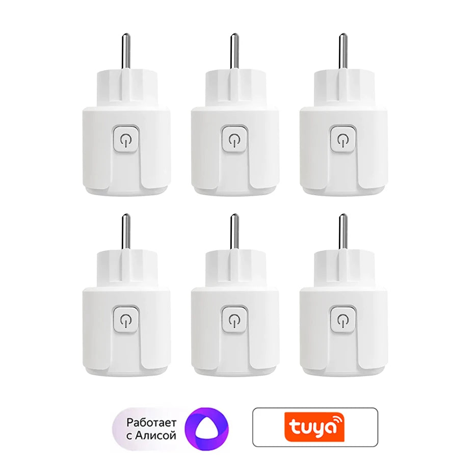 16A Smart Home Sockets Power Strip Smart EU Plug Smart Wifi Smart Plug Works with Tuya Smart Life Alexa Google Home Yandex Alice