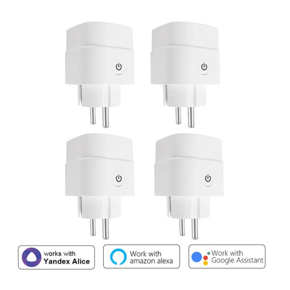 16A Smart Home Sockets Power Strip Smart EU Plug Smart Wifi Smart Plug Works with Tuya Smart Life Alexa Google Home Yandex Alice