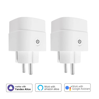 16A Smart Home Sockets Power Strip Smart EU Plug Smart Wifi Smart Plug Works with Tuya Smart Life Alexa Google Home Yandex Alice